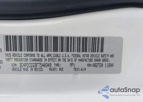 2015 Dodge Journey R/T из США, поврежденный, VIN 3C4PDCEG3FT540349